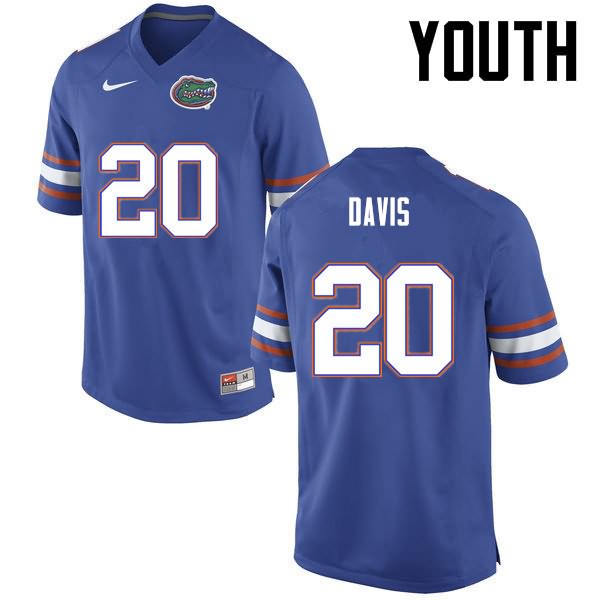 NCAA Florida Gators Malik Davis Youth #20 Nike Blue Stitched Authentic College Football Jersey TPK7164GD